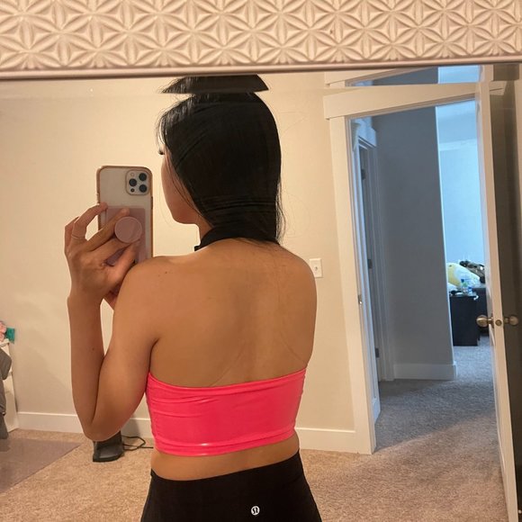 Pink PU Leather Halter Rave Top - Picture 5 of 5